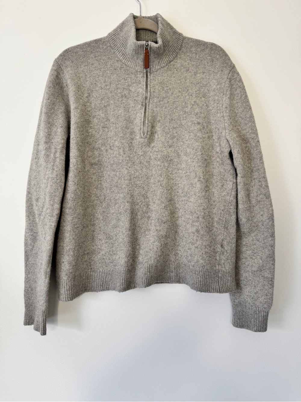 Banana Republic 1/2 Zip Sweater Merino Wool Zephyr Oatmeal Long Sleeve Sz L